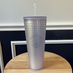 Starbucks 2022 Spring Soft Touch White Unicorn Grid Iridescent 24oz Tumber